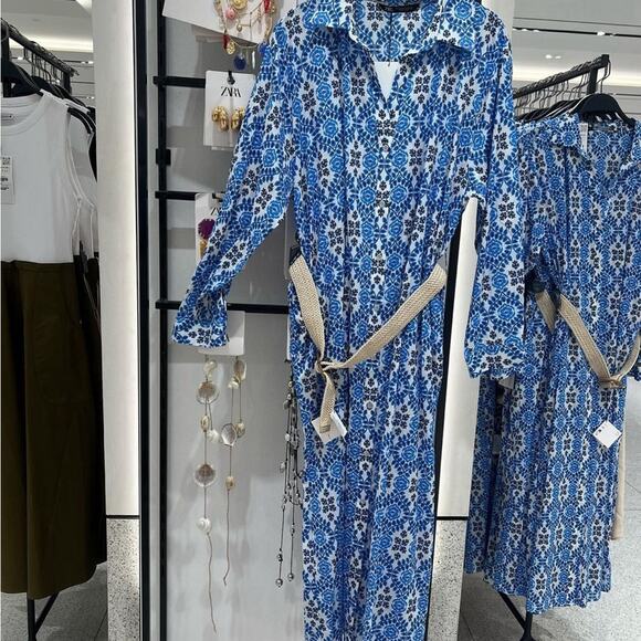 ZARA BELTED PRINTED DRESS - Picture 3 of 11